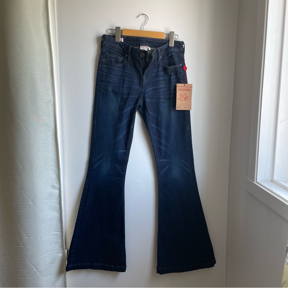 Rare-True Religion NWT Addison Heritage Jeans-wide flare-Boho-size 27